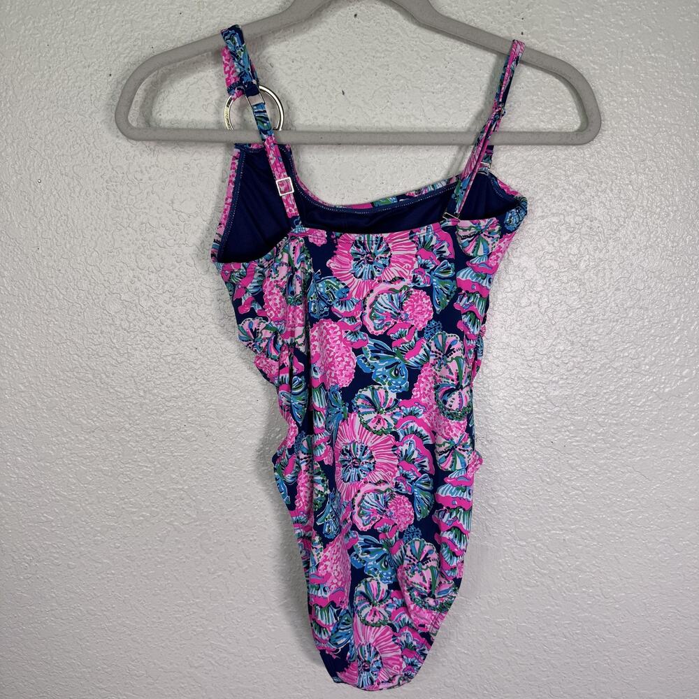 ON HOLD Lilly Pulitzer Leola Swimsuit Womens 4 One Piece Oyster Bay Navy Shroom - Picture 2 of 8